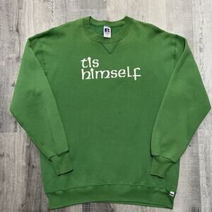 VTG Russell Athletic Sun Faded Green Tis Himself Crewneck Shamrock St Patricks
